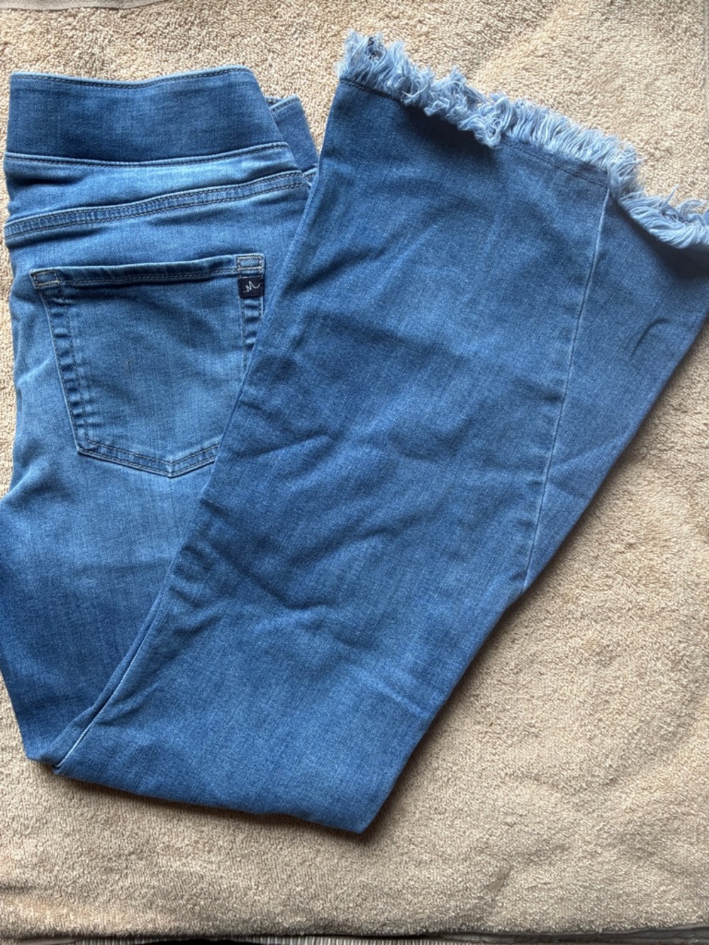 Maurices Med P Light Blue Flare Jeans with Frayed Hem